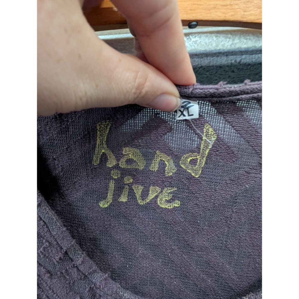 Hand Jive Purple Textured Knit Button Front Lagenlook Wearable Art Top -XL - Picture 3 of 5